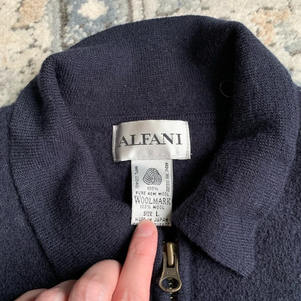 Alfani Men's Navy wool Zip-Up Sweater